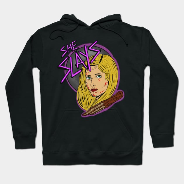 She Slays Buffy The Vampire Slayer Hoodie by Jamie Collins